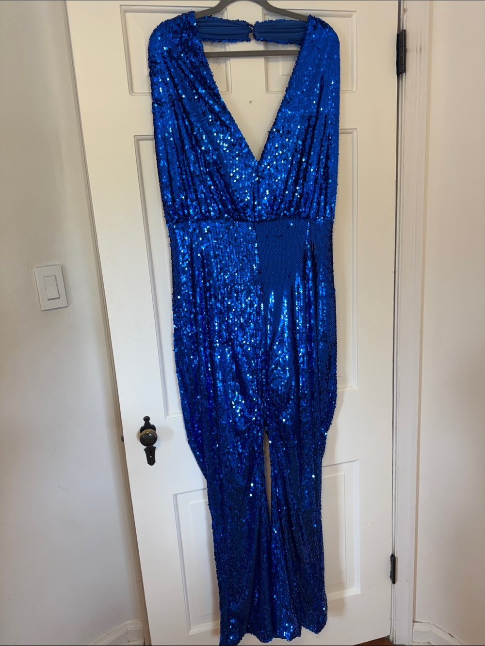 Nasty Gal Royal Blue Open Back Sequin Jumpsuit